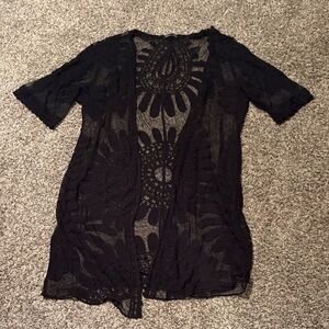 SHEIN Black Sheer Lace Top